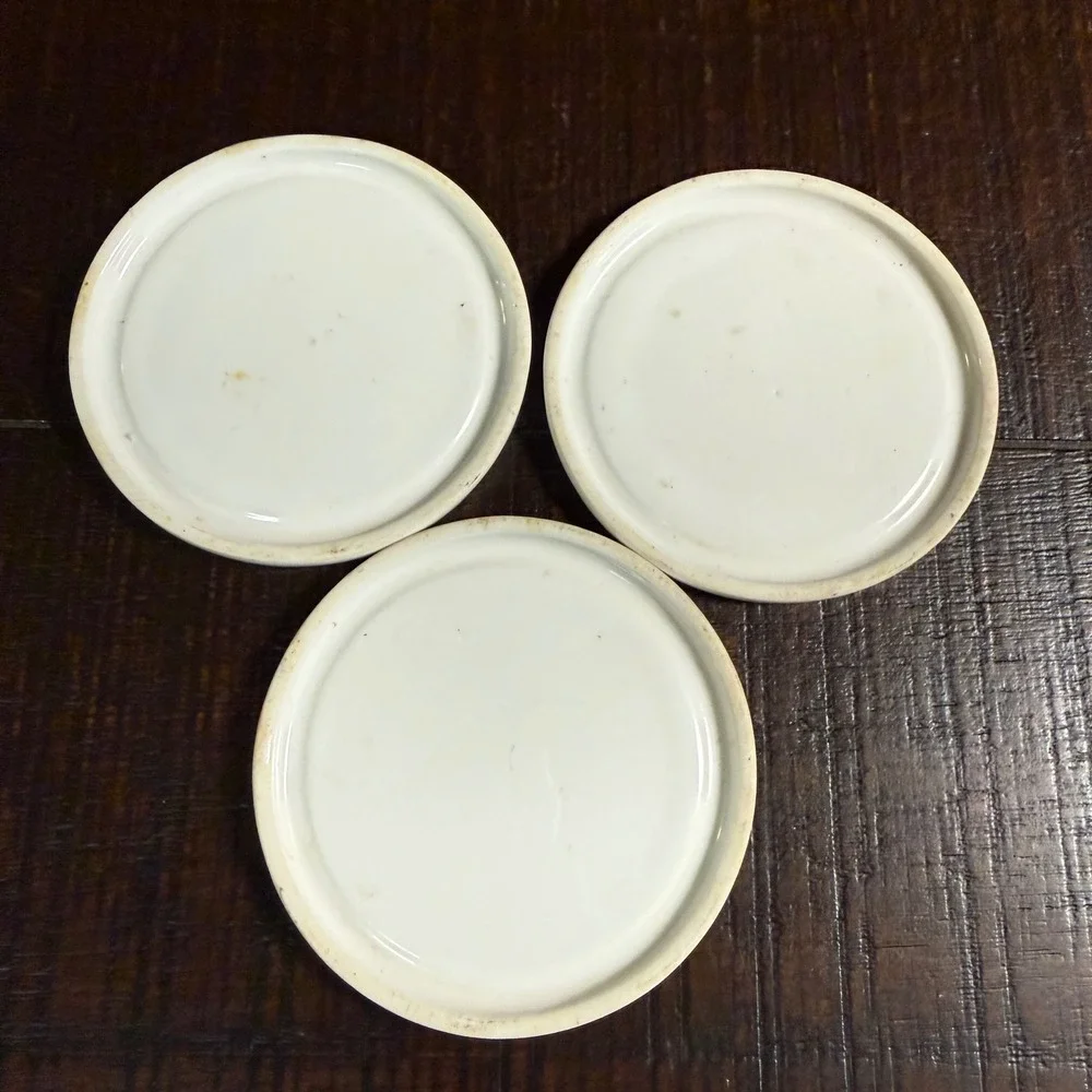 Set of 3 VTG Blue Tit Bird Ceramic Coasters Nature Illustration Decorative Discs